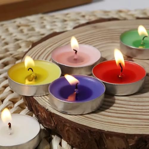 50 Pcs Paraffin Wax Candles Tea Light, 3 hr Burn time, No Residue Diwali Decoration,Smokeless, (50 PC Unscented) | Popo Toys®