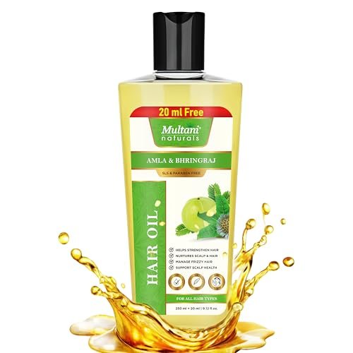 Multani Naturals Hair Oil Amla & Bhringraj (270ml) | Strengthens Hair | Supports Scalp Health | Controls Frizz | For Men & Women