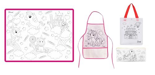 Jiada Pack of 4 DIY Color Combo Mat Apron Bag Pencil Pouch Birthday Return Gift Party Favor