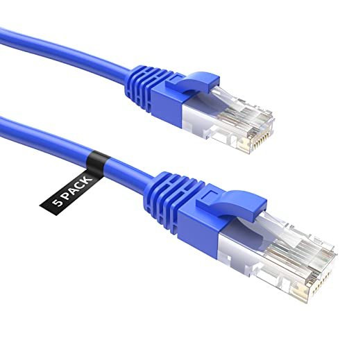 CableCreation 15 Feet (5-Pack) CAT 5e Ethernet Patch Cable, RJ45 Computer Network Cord, Cat 5e Patch Cord LAN Cable UTP 24AWG+100% Copper Wire, 4.57m, Blue Color