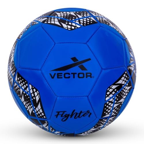 Vector X Fighter 32 Panel PVC Machine Stitched Football | Practice, Training and Match Soccer Ball | for Kids, Men, Youth (Navy Blue)