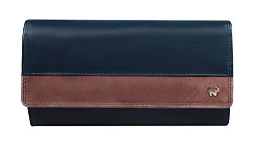 Calfnero Women’s Genuine Leather Wallet-Long Purse Wallet with Multiple Card Slots, Zip Pocket and Note Compartment (Blue)