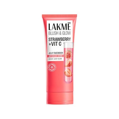 Lakme Blush & Glow Strawberry Refreshing Gel Face Wash 100 g|| With 100% Natural Fruit for Glowing Skin – Daily Gentle Exfoliating Facial Cleanser
