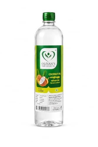 OLIYAN’S Pure Coconut oil | 1 Liter | 100% Pure & Natural | Pure and Fresh Fragrance | Organic Coconut Oil for Cooking, Skin, and Hair – Versatile, Natural, and Nourishing