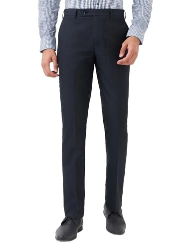 Park Avenue Men’s Neo Fit Structure Pattern Polyester Blend Flat Front Formal Trouser (Size: 36)-PMTY07561-K8 Black