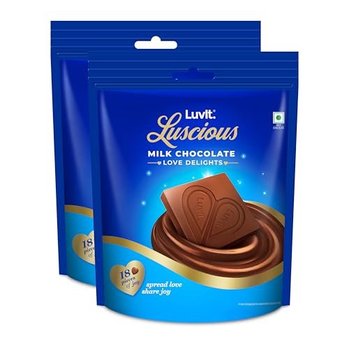 LuvIt. Luscious Love Delights – Heart Shaped Chocolate Bars | A Gift of Love | Valentine’s Gift | Pack of 2-162g Each