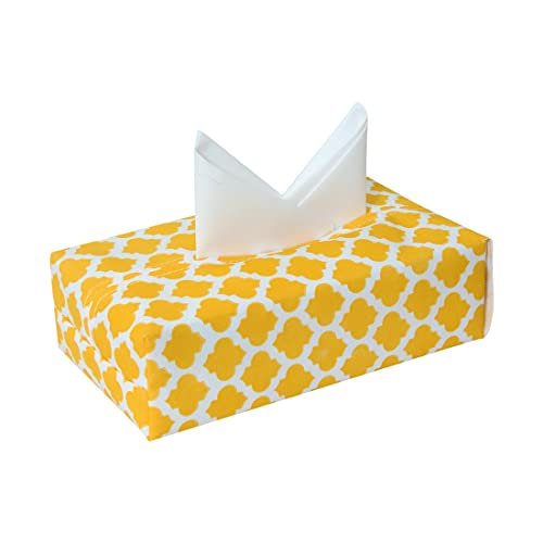PrettyKrafts Tissue Paper Box Cover Rectangular Shape Napkin Holder use for car,Home and Office, (Single), Qtr Yellow