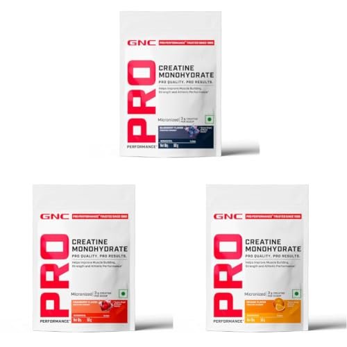 GNC Creatine Power Strength Stack | Blueberry + Cranberry + Orange Creatine Trial Combo | Strength, Hydration & Workout Performance Pack