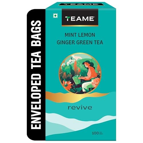 TE-A-ME Green Tea Bags 100 pcs, Ginger, Mint & Lemon, 100 Teabags | Green Tea Bags
