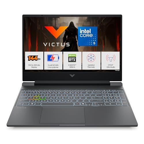 HP Victus, Intel Core 5 210H, 4GB RTX 3050 A (24GB DDR5, 512GB SSD) FHD, 144Hz, 300 nits, IPS, 15.6”/39.6 cm, Win11, M365* Office24, Mica Silver, 2.29kg, fa2500TX, Backlit, Gaming Laptop