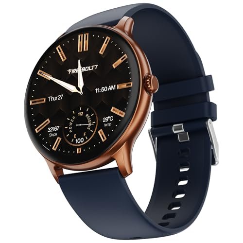 Fire-Boltt Phoenix Pro Round Smart Watch 1.39″ HD Display with Bluetooth Calling, AI Voice Assistant, SpO2 & Heart Rate Monitor, 120+ Sports Modes, IP67 Waterproof Smartwatch for Men & Women – Blue
