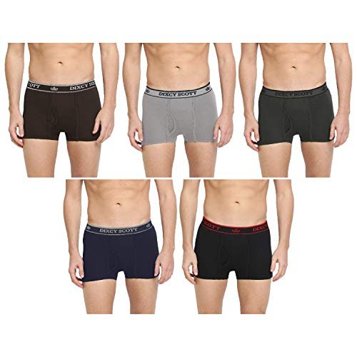 Dixcy Scott Originals Men’s Trunk Snug Fit Solid Innerwear – Swish Trunk(Black Grey Mel Olive Deep Blue Coffee Brow – Pack of 5 )-95