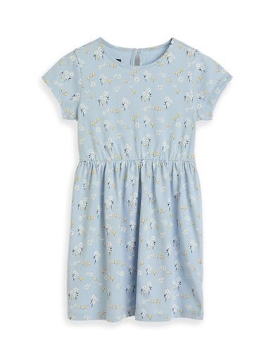 Amazon Brand – Symbol Kids Knee Length Printed Knit Dress (KD-DRG-SS25-144_Sky Blue Floral_3-4 Years)