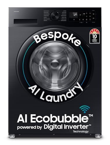 Samsung 12 kg, 5 Star, Super Speed, Wi-Fi, Hygiene Steam with Inbuilt Heater, Digital Inverter, Fully-Automatic Front Load Washing Machine (WW12DG5B24ABTL, Black)