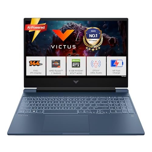 HP Smartchoice Victus, AMD Ryzen 7 7445HS, 6GB RTX 4050, 16GB DDR5(Upgradeable) 512GB SSD, 144Hz, IPS, 300 nits, 15.6”/39.6cm, Win11, Office24, Blue, 2.29kg, fb3130AX, Xbox Gamepass*, Gaming Laptop