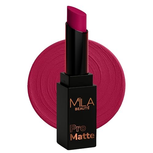 Mila Beauté Pro Matte Lipstick | Highly Pigmented & Long lasting | Semi Matte Finish | Light Weight Lipstick | Single Swipe Application | Luxurious Lip Color | Shade -(Anarkali, 4.2g)