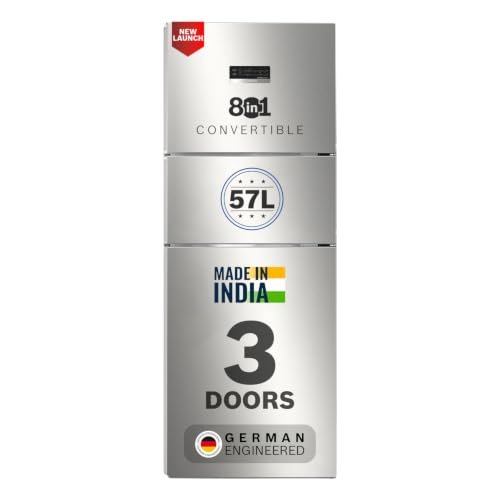 Bosch 302L, 3 Star, MaxFlex Convert Frost Free Triple Door Refrigerator | 8-in-1 Convertible Storage Modes | 57L Extra Convertible Zone | Cool Extend up to 18 hours (CMC33S03NI, Fine Steel)
