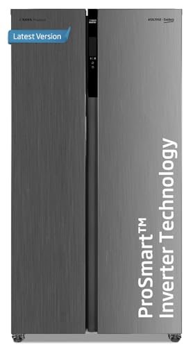 Voltas Beko, A Tata Product 563 L Side by Side Frost Free Refrigerator with ProSmart Inverter Compressor (RSB585/FPV300RXID, INOX steel, Active Fresh Blue Light)