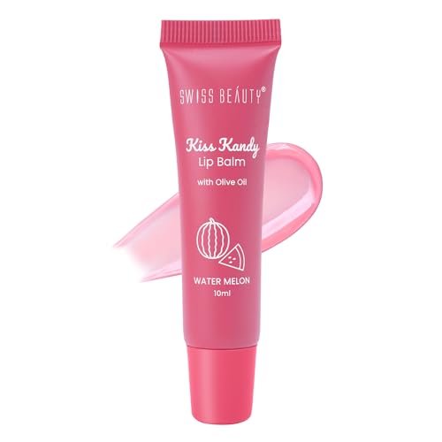 Swiss Beauty Kiss Kandy Tinted Lip Balm | Moisturising Non-Sticky Formula with Olive Oil & Vitamin E | Soft, Smooth & Hydrated Lips All Day | Water Melon, 10ml