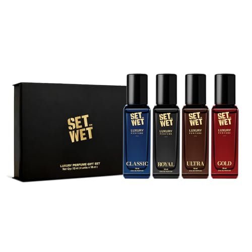 Set Wet Luxury Perfume Gift Set | Perfume for Man | 4x18ml | Gifts for Men | Woody, Amber, Musk Premium Fragrance Scent