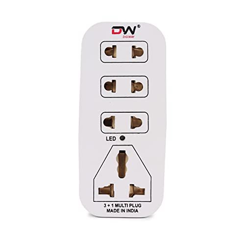 Digiway 3 + 1 Multiplug with LED Indicator, 4 Universal sockets, (Beige_Pack of 1)