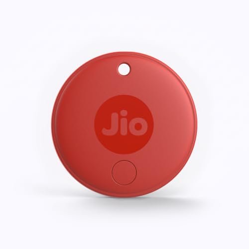 JioTag (2nd Generation) (Red) – Android or iOS Compatible IP64 Rated Worldwide Item Finder for Keys, Wallets, Luggage, Gadgets and More |1+1 Year Battery | No SIM Needed