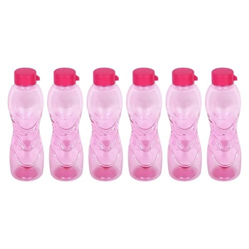 PEARLPET Trinity BPA-Free Plastic Water Bottle Set |Lightweight, Leak-Proof & Freezer Safe – Pack of 6 (1000ml Each), Pink