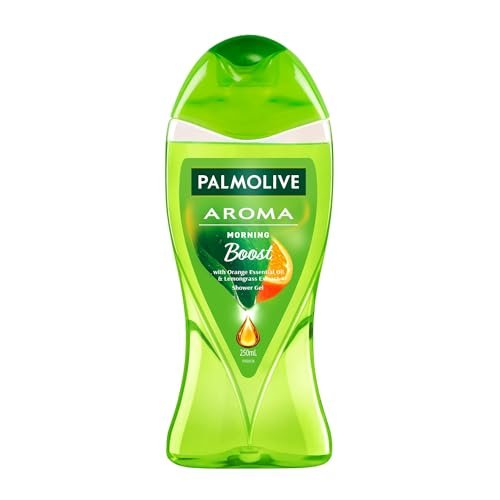 Palmolive Aroma Morning Tonic Body Wash, 250ml Shower Gel Single Bottle, 100% Natural Citrus Essential Oil & Lemongrass Extracts for a Smooth Skin, Green