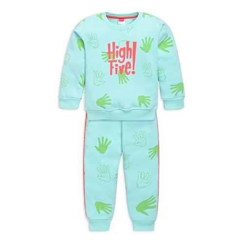 LuvLap Baby Boys Full Sleeve Sweatshirt & Pyjama Set Pack of 1, Cotton Rich Fleece, Soothing Sea, XXL (18 to 24 Months)