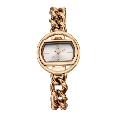 Fastrack Vyb Spotlight with Quartz Analog Silver Dial Rose Gold Brass Strap Watch for Women – FV60146WM01W