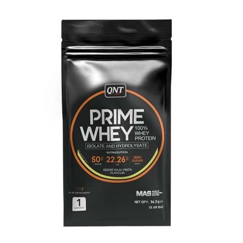 QNT Prime Whey Protein Powder | Kesar Kaju Pista, 1 Serving Sachet | Triple Blend of Whey Isolate, Concentrate & Hydrolysate | 25g Protein, 5.8g BCAA | Best Whey Protein Powder for Men & Women