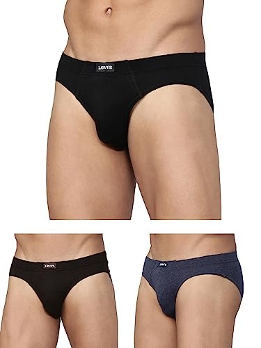 Levi’s Men’s Cotton BRIEF (Pack of 3) (PR82806_Black, Brown, N.Melange_Large_Black,Brown,N.Melange_L)