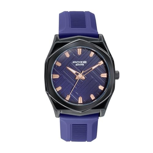 Sonata Poze 8 Quartz Analog with D.Blue Dial D. Blue Silicon Strap Watch for Men – SP70107NP01W