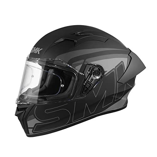 SMK Stellar Sports Stage Full Face Helmet with Pinlock Fited (Ma262)-L, Black,Pinlock 30 Fitted