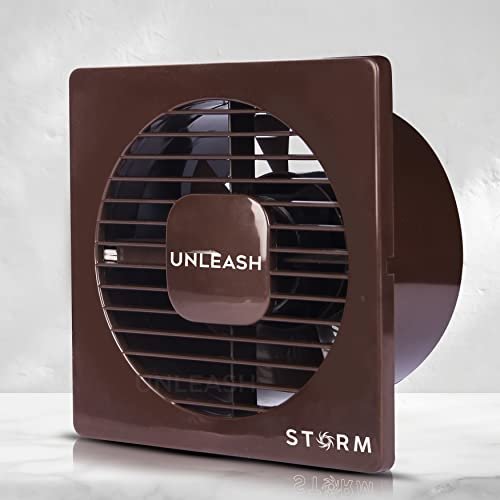 Unleash Storm 6 inch(150MM) Cut Out Size Exhaust Fan For Kitchen Bathroom, Bathroom Exhaust Fan Ventilation Fan Axial Fan, 2 years Warranty (Size: 18×18 cm,Cut-Out Size:- 6 inch (Brown)