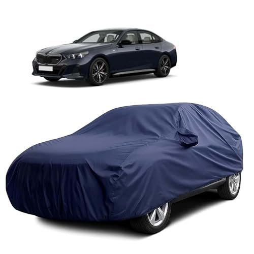 Sulfar 100% Water Resistant Car Body Cover Compatible with Mirror for BMW i5(Electric) (Triple Stitched, Full Bottom Elastic, Navy Blue)