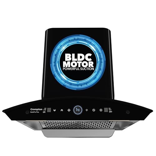 Crompton QuietPro Plus BLDC 1600m3/hr 60cm Curved Chimney| Filterless Intelligent Autoclean| Smart On| Touch+ Motion Sensor Control| 10Yrs Motor & 2Yrs Overall Warranty (CHD-QPPC60FLE-IND)