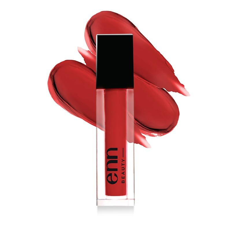 Enn Beauty Semi Matte Red Liquid Lipstick, Long Lasting Waterproof Non Transfer Smudge Proof, Sangria Red – 1.5 ml