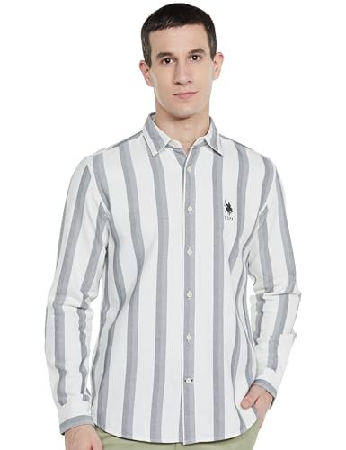U.S. Polo ASSN. Men’s Cotton Regular Fit Shirt (UDSHTO1381_Ivory, 2XL