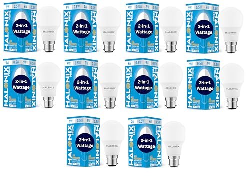 Halonix 2-in-1 Dimmable 9W,0.5W Multi Wattage Adjustable Light Led Bulb (Pack Of 10), All Rounder led bulb Base B22D