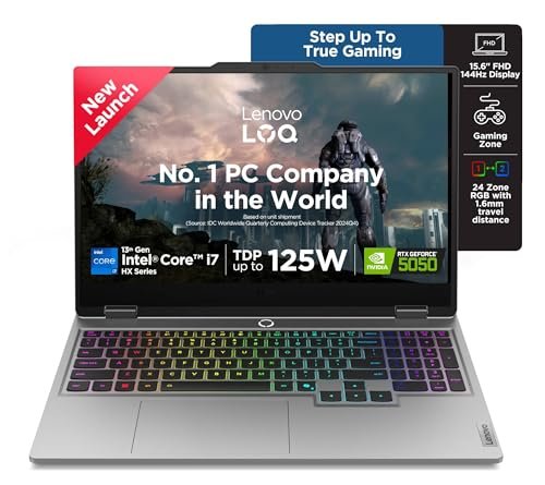 Lenovo LOQ 2025 Intel Core i7-13645HX| NVIDIA RTX 5050 8GB (16GB RAM/1TB SSD/144Hz Refresh Rate/440 AI TOPS/15.6″ (39.6cm)/Windows 11/Office 2024/3 Mon.Game Pass/Grey/2.4Kg), 83JE019XIN