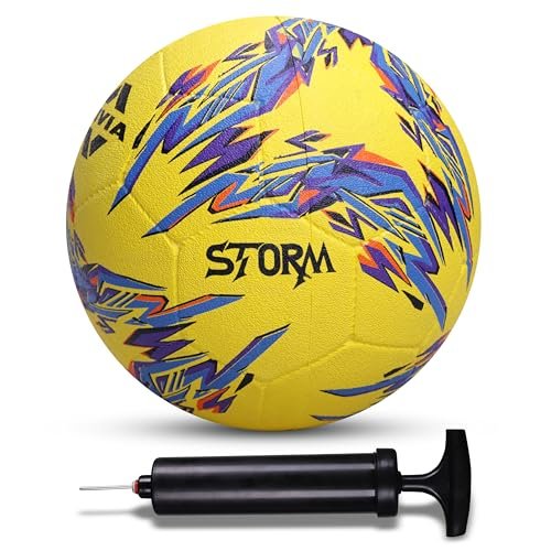 Nivia Combo Storm 2.0 Football (Size – 5, Yellow) with Ball Pump