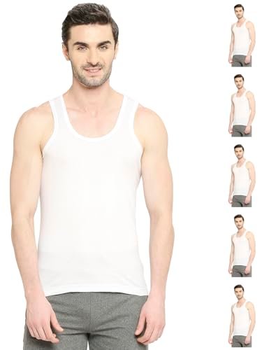 VIP BONUS CLASSIC Mens 100% Cotton Sleeveless Regular Fit White Vest, 75 Size, Pack of 6