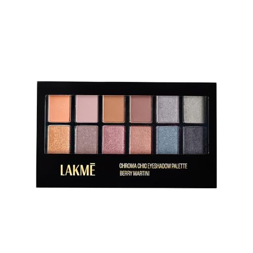 Lakmé Glitterati Chroma Chic Eye Shadow Palette, Highly Pigmented, Shimmery, Lightweight, Stilettos|| 12 g