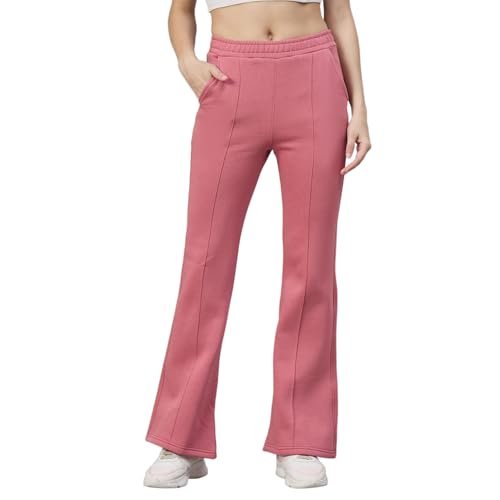98 Degree North Women Flared Fleece Track Pants-GL1315-DUSTYPINK_XXL