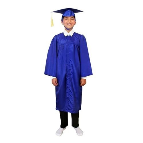 Desi Andaaz Kids Convocation Dress Graduation Gown and Cap Set | Breathable Polyester | Ideal for School, Nursery & Kindergarten Graduation(Blue1)(6-7 Years)