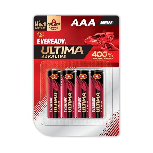 Eveready Ultima Alkaline AAA Battery, 400% Longer Lasting, Pack of 4