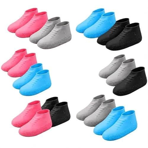 Homedy Waterproof Shoe Cover for Women & Men | Reusable Rain Boot Cover with Anti-Slip Sole | Monsoon Footwear Protector for Bike Riding & Travel Gym Pack Of 6 (3 Pair), Pink