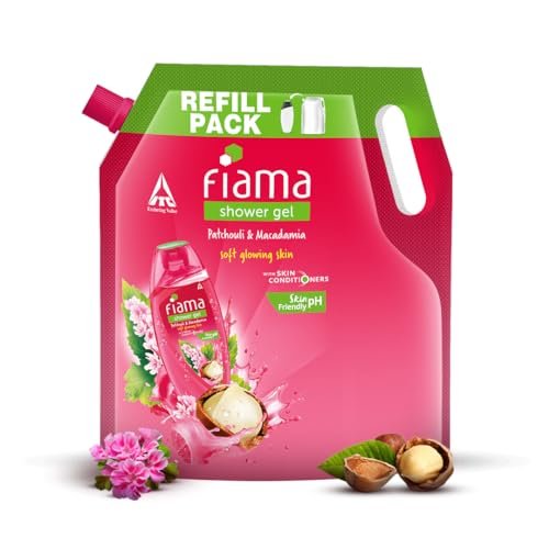 Fiama Body Wash Shower Gel Patchouli & Macadamia, 1.4L Bodywash Refill Value Pouch for Women & Men with Skin Conditioners for Soft, Glowing Skin, Suitable for All Skin Types
