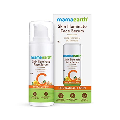 Mamaearth Skin Illuminate Face Serum for Radiant Skin with Vitamin C and Turmeric – 15 g | Highly Potent Vitamin C | Gives A Radiant Glow
